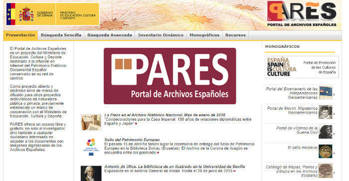 PARES, The Online Portal To The Archives of Spain