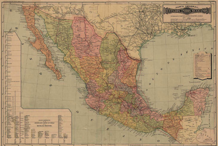 Mexican Maps by State Dated 1884 - 1886