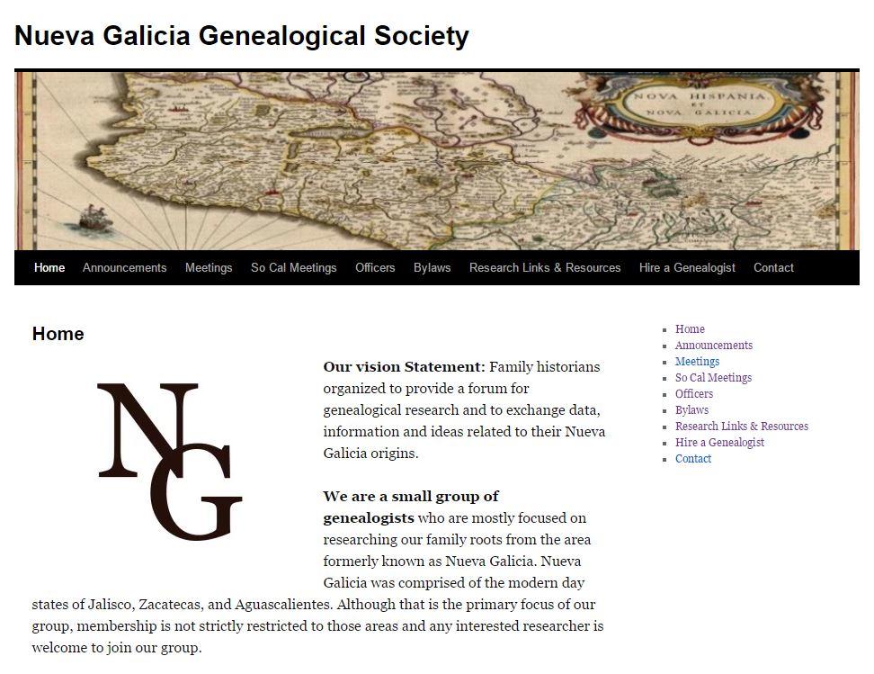 Home Page of Nueva Galicia Website